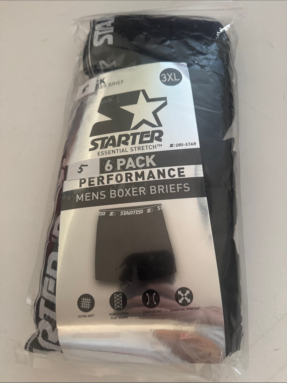Starter Boxer Briefs Mens 3X Black 5 Pack